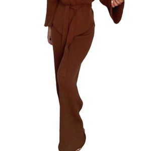 Seven Wonders Drawstring Waist Wide Leg Pants Brown Size Large NWT